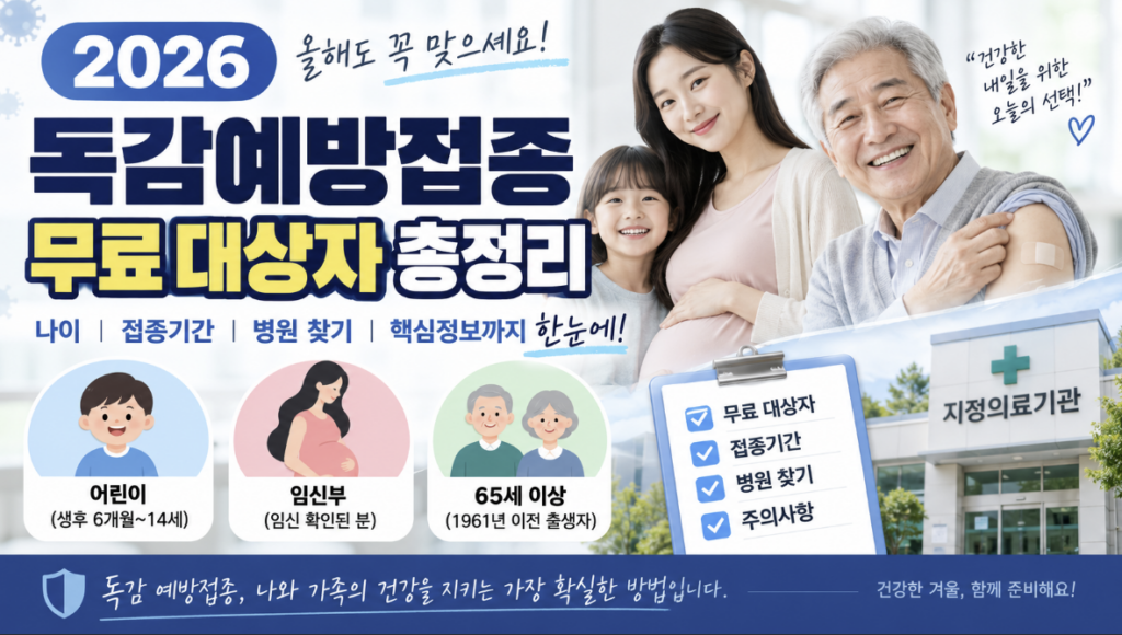 2026 독감예방접종 무료 대상 나이 기간 병원