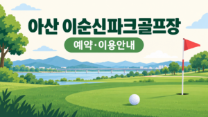 아산 이순신파크골프장 예약·이용 안내 일러스트, 실제 구장 사진이 아닙니다