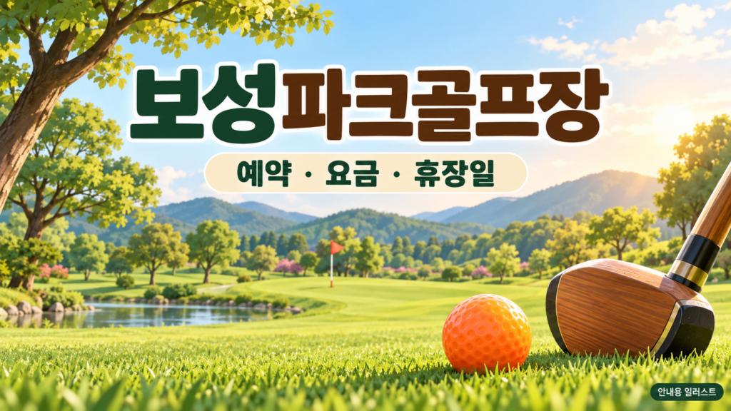 보성파크골프장 예약 안내용 일러스트, 실제 구장 사진이 아닙니다