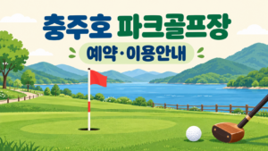 충주호 파크골프장 예약·이용 안내 일러스트, 실제 구장 사진이 아닙니다