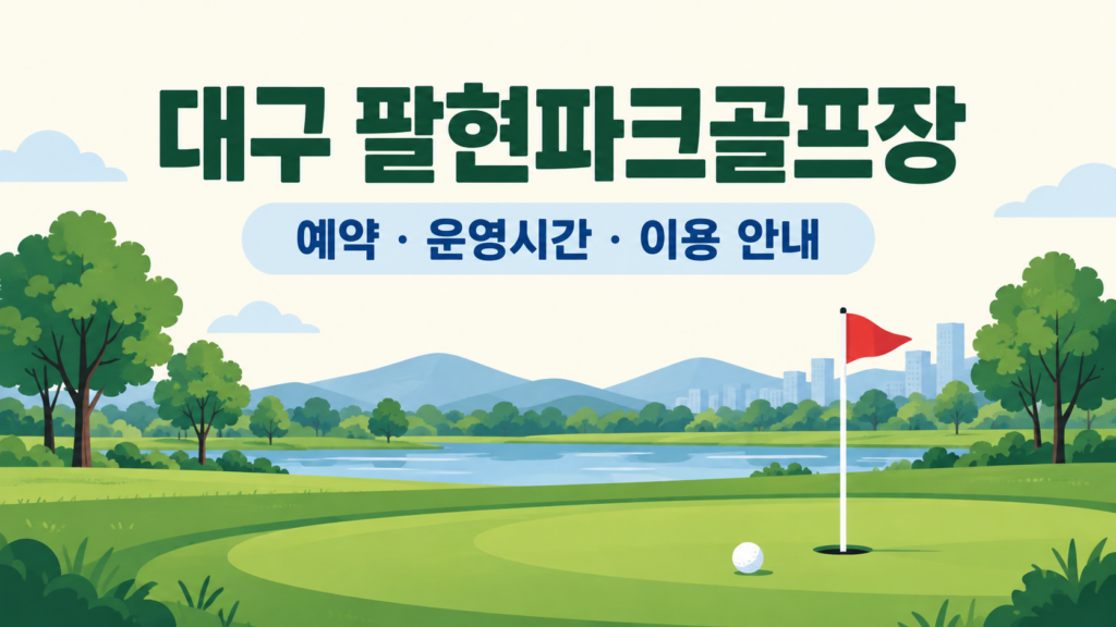 대구 팔현파크골프장 예약·이용 안내 일러스트, 실제 구장 사진이 아닙니다