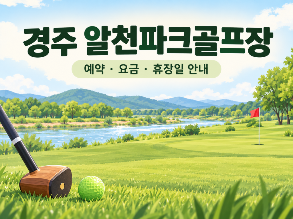 경주 알천파크골프장 예약·이용 안내 일러스트, 실제 구장 사진이 아닙니다