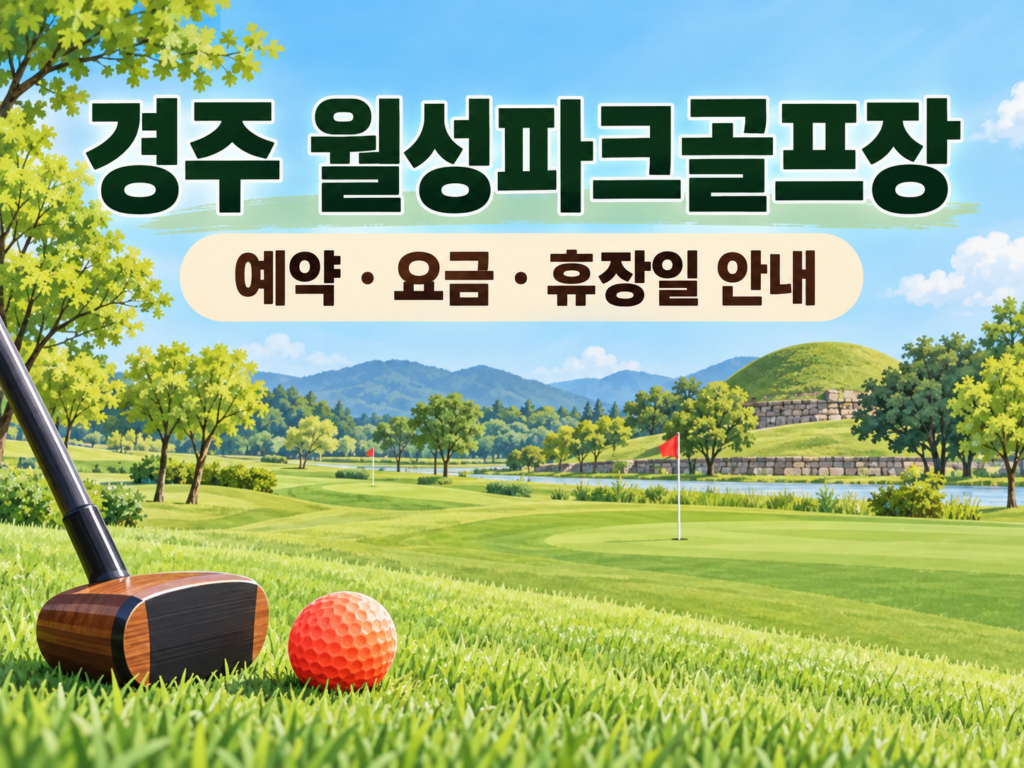 경주 월성파크골프장 예약·이용 안내 일러스트, 실제 구장 사진이 아닙니다