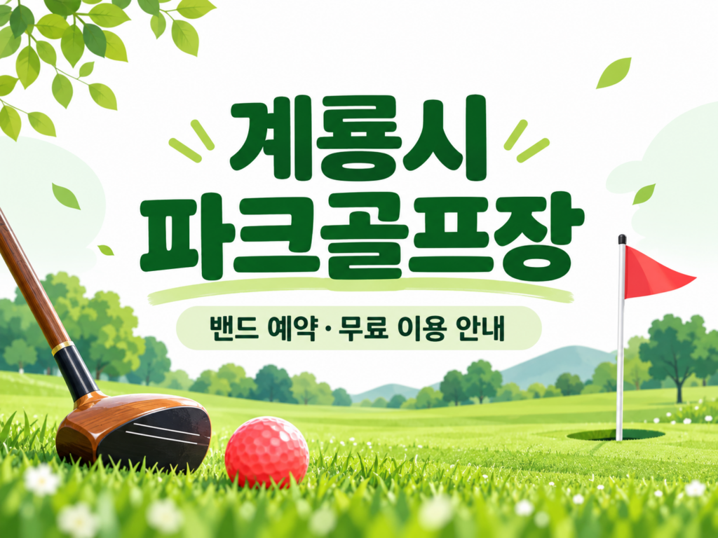계룡시 파크골프장 예약·이용 안내 일러스트, 실제 구장 사진이 아닙니다