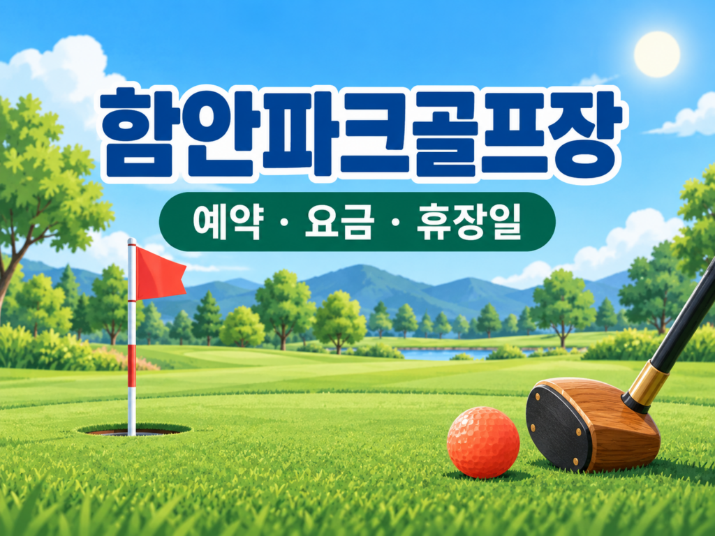 함안파크골프장 예약·이용 안내 일러스트, 실제 구장 사진이 아닙니다