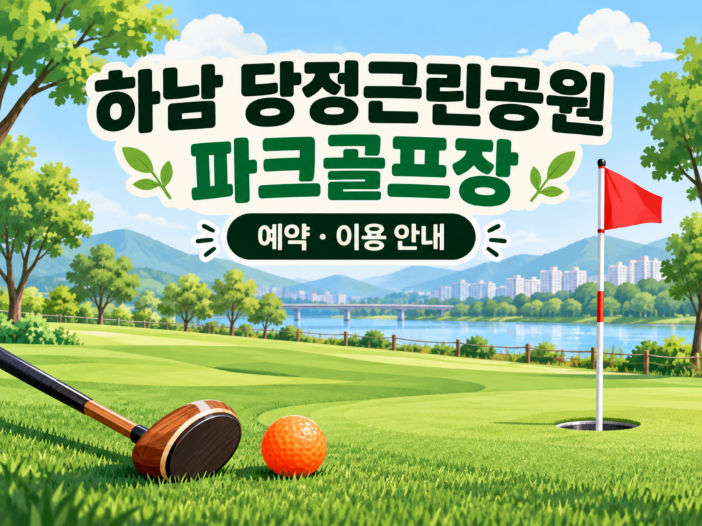 당정근린공원 파크골프장 예약·이용 안내 일러스트, 실제 구장 사진이 아닙니다