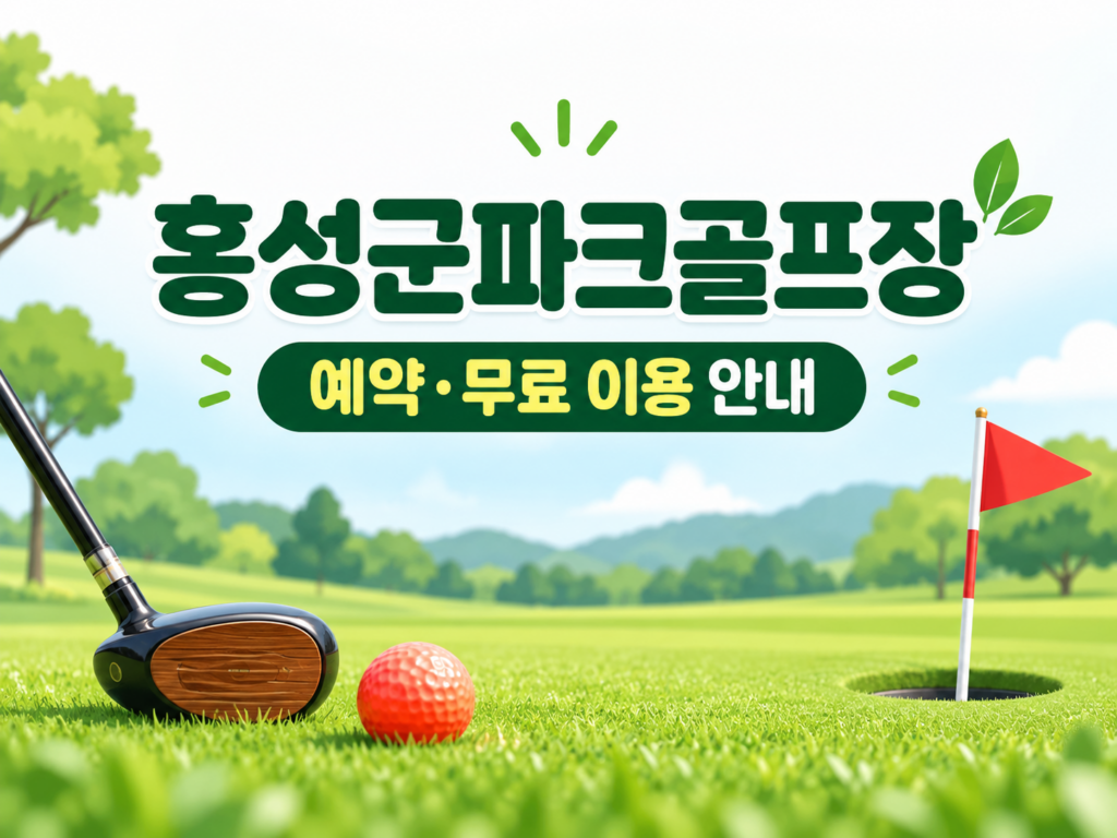 홍성군파크골프장 예약·이용 안내 일러스트, 실제 구장 사진이 아닙니다