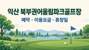익산 북부권어울림파크골프장 예약·이용 안내 일러스트, 실제 구장 사진이 아닙니다