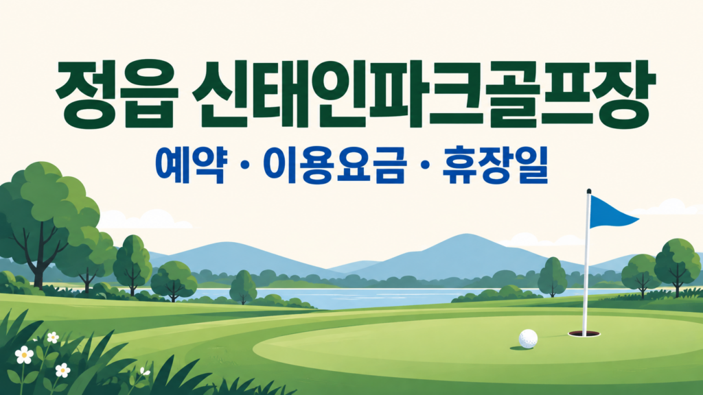 정읍 신태인파크골프장 예약·이용 안내 일러스트, 실제 구장 사진이 아닙니다