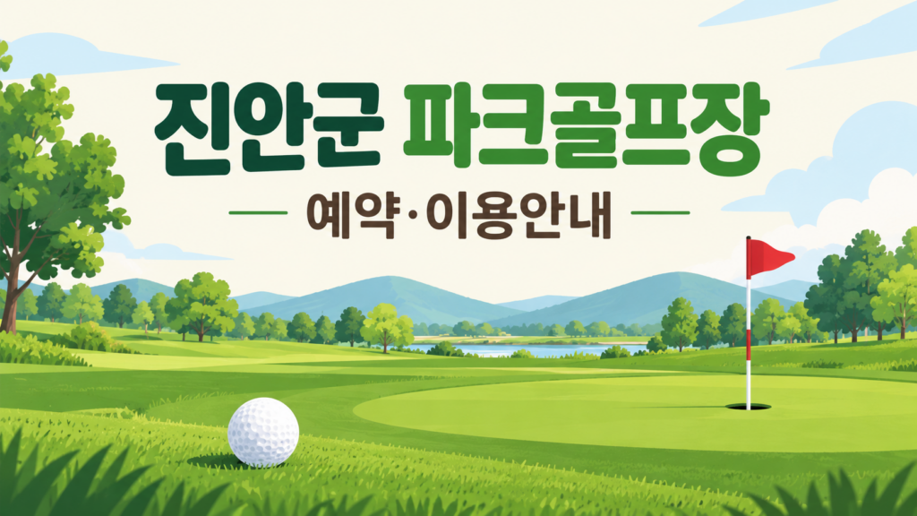 진안군 파크골프장 예약·이용 안내 일러스트, 실제 구장 사진이 아닙니다