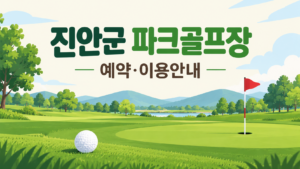 진안군 파크골프장 예약·이용 안내 일러스트, 실제 구장 사진이 아닙니다