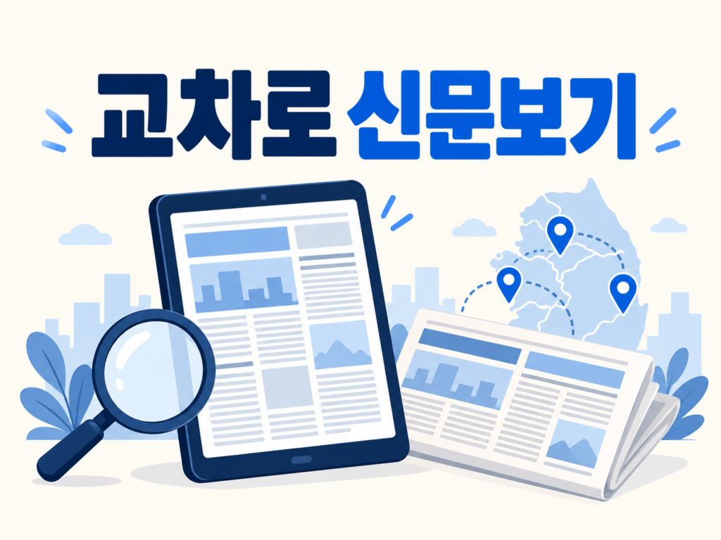 교차로 신문보기 안내용 일러스트