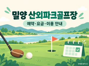 밀양 산외파크골프장 예약·이용 안내 일러스트, 실제 구장 사진이 아닙니다
