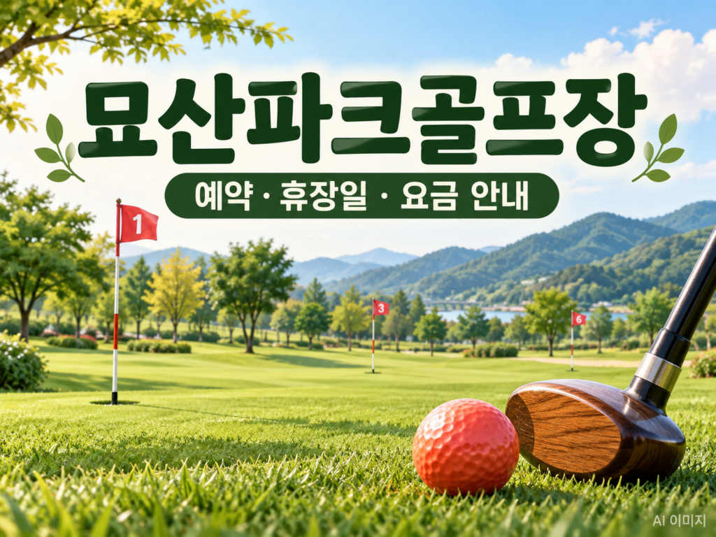 묘산파크골프장 예약·휴장일·요금 안내용 AI 이미지