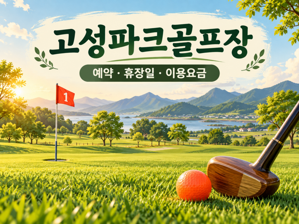 고성파크골프장 예약·휴장일·요금 안내용 파크골프 일러스트