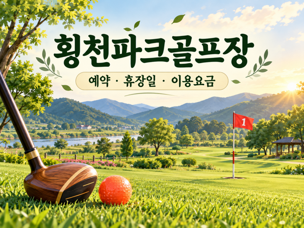 횡천파크골프장 예약·휴장일·요금 안내용 파크골프 일러스트
