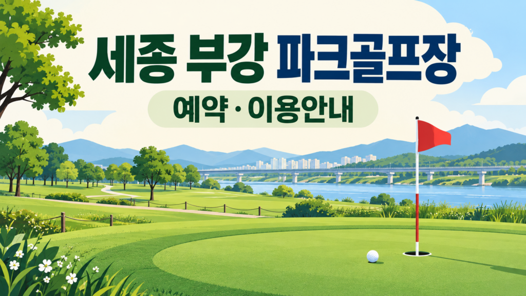 세종 부강 파크골프장 예약·이용 안내 일러스트, 실제 구장 사진이 아닙니다