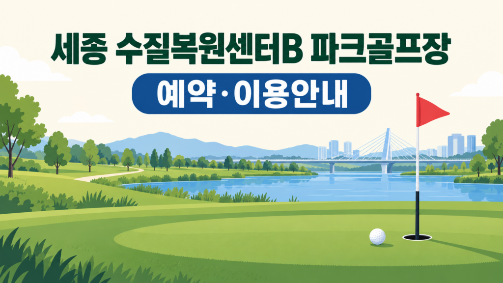 세종 수질복원센터B 파크골프장 예약·이용 안내 일러스트, 실제 구장 사진이 아닙니다