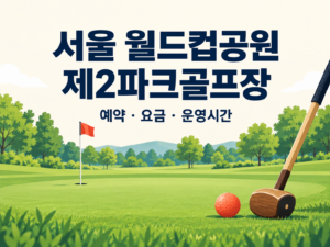 서울 월드컵공원 제2파크골프장 예약·요금·운영시간 안내 일러스트, 실제 구장 사진이 아닙니다