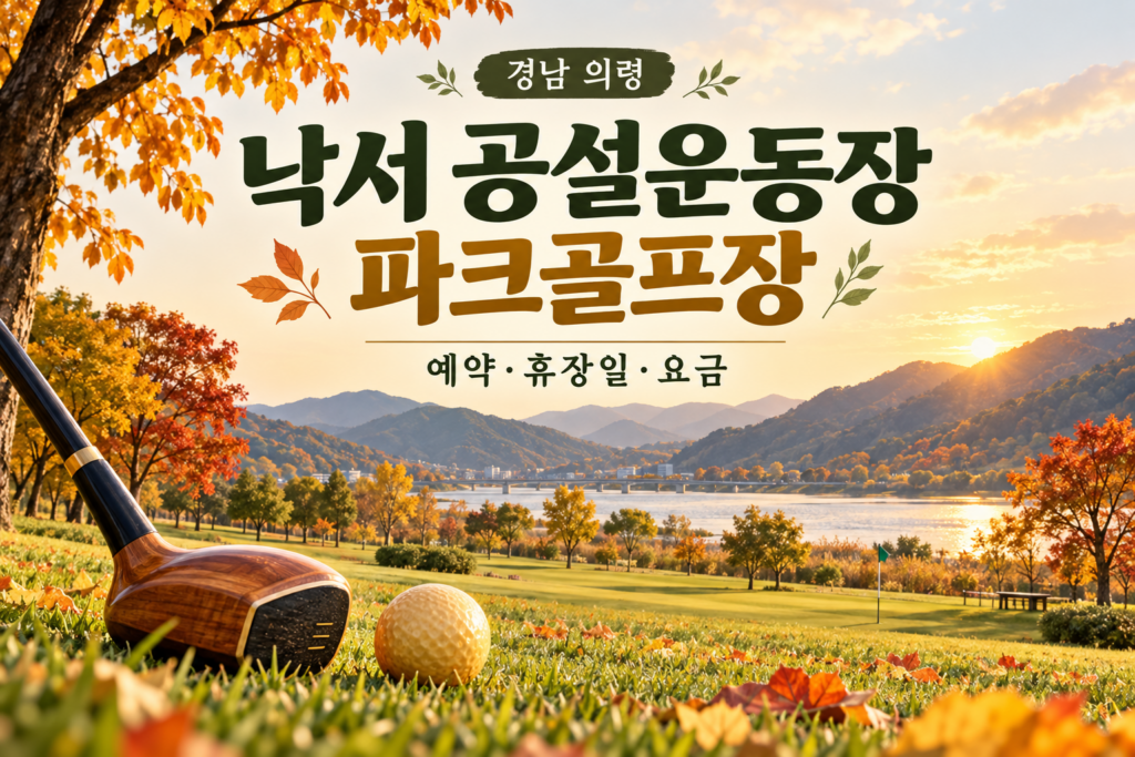 낙서 공설운동장 파크골프장 예약·휴장일·요금 안내용 AI 이미지