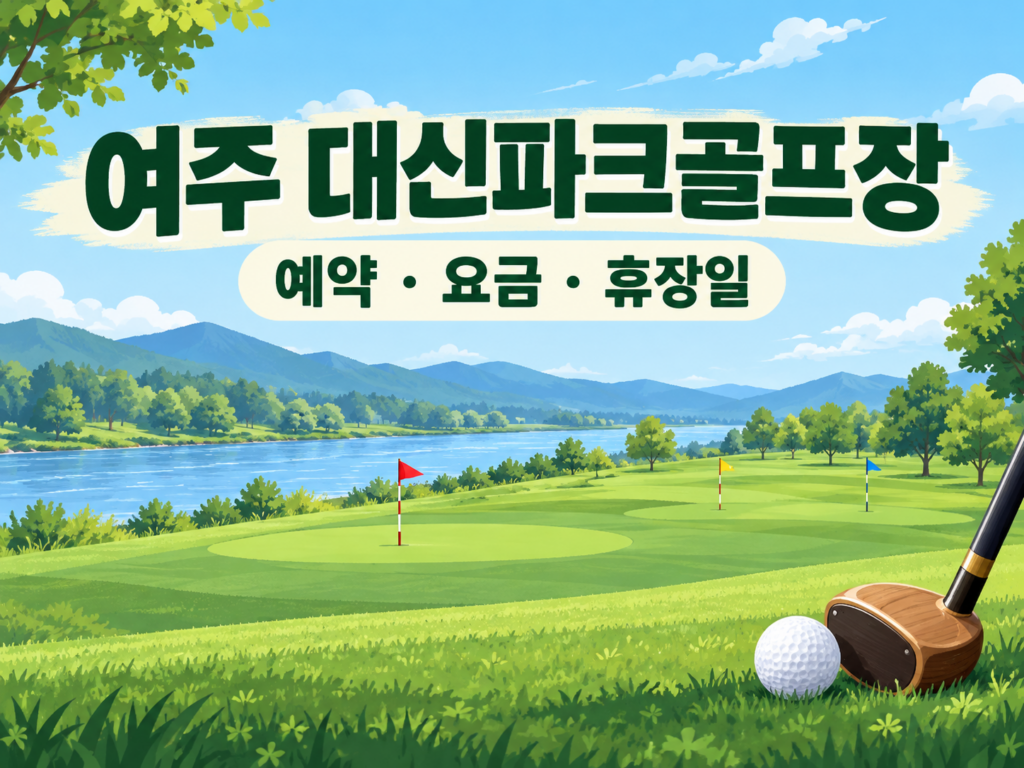 여주 대신파크골프장 예약·이용 안내 일러스트, 실제 구장 사진이 아닙니다
