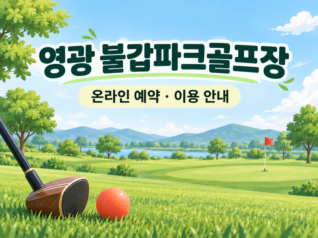 영광 불갑파크골프장 예약·이용 안내 일러스트, 실제 구장 사진이 아닙니다
